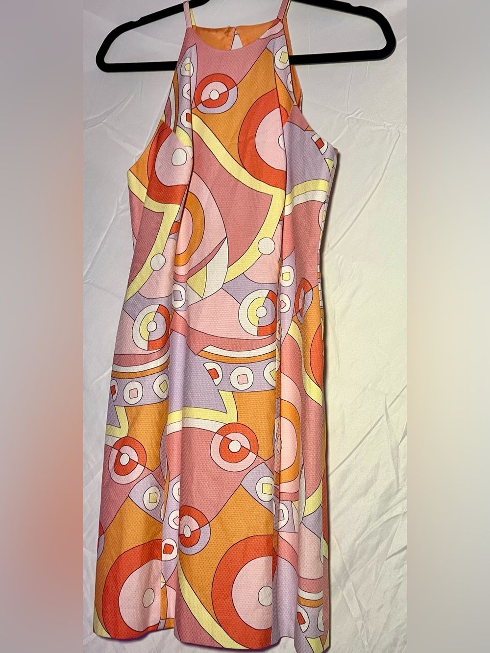 Laundry by Shelli Segal Multicolor Retro Print Dress — Pink, Orange & Lavender